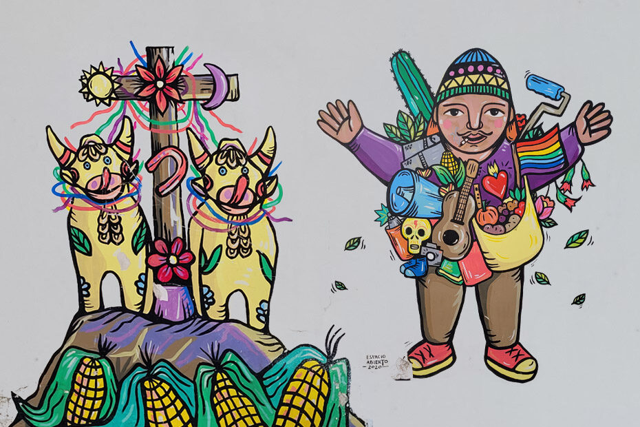 For the post on Peru's Health Declaration entry form, a mural depicting many icons of Peruvian culture
